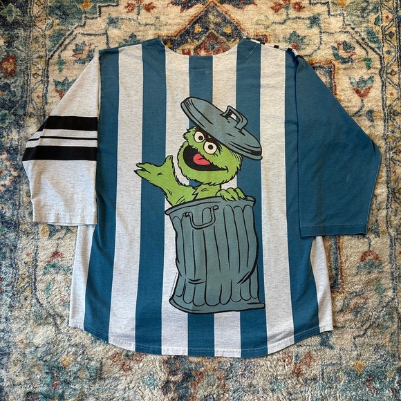 Vintage Oscar The Grouch 3/4 Sleeve Baseball Jersey Large - Picture 2 of 6
